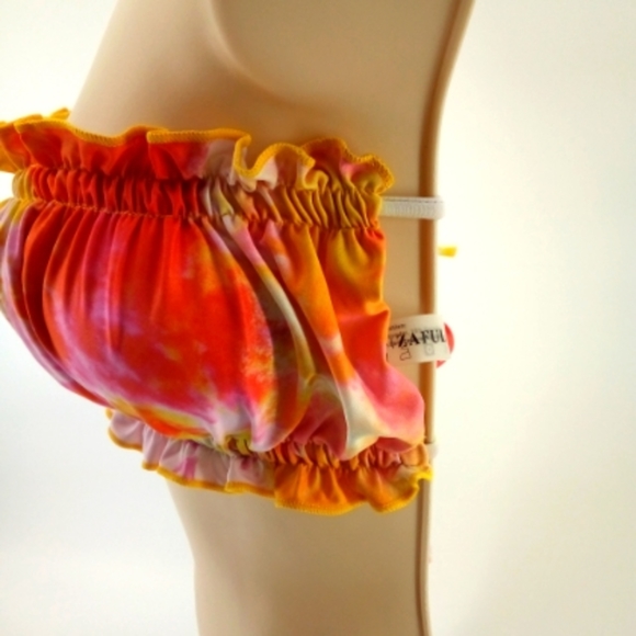 Zaful Tie Dye Orange Pink Bandeau Elastic Bikini Top Swim Swimsuit Swimwear 8 - Picture 4 of 14